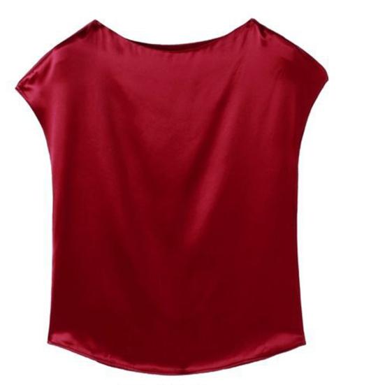 T-shirt Round Neck Smooth Polyester Women Bottoming Tops for Work