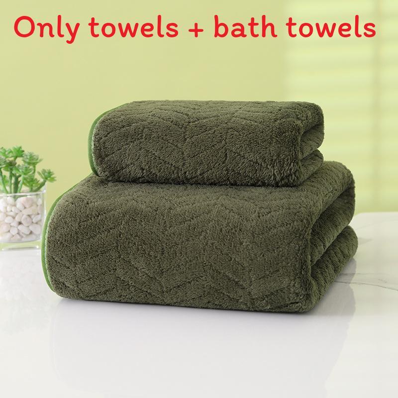 Coral Fleece Towel Set With Solid Color For Home Use And Gift Giving