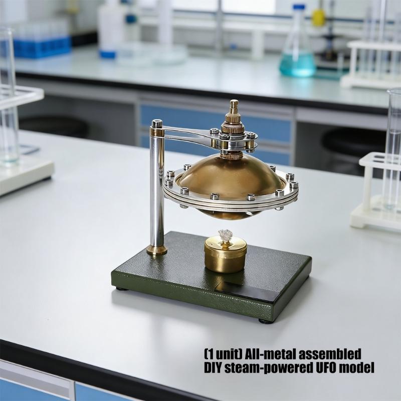 Metal Steam Powered Flying Saucer Model Thermal to Mechanical Energy Conversion Demonstrator For Classroom Teaching