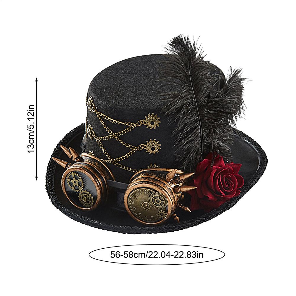 

Steampunk Hat Vintage Glasses Gothic Top Hat Felt Adjustable Outfit For Men Women Teens Adults Versatile Headwear Accessory чорний