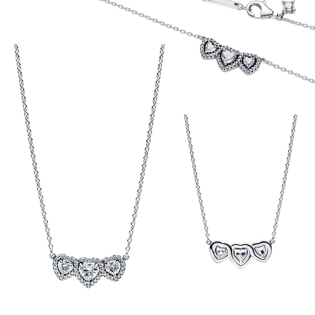 925 Silver Diamond Pendant Necklace Shiny Key Gem Heart Shaped Pearl Cross Lucky Chain for Women Fine Jewelry Gifts
