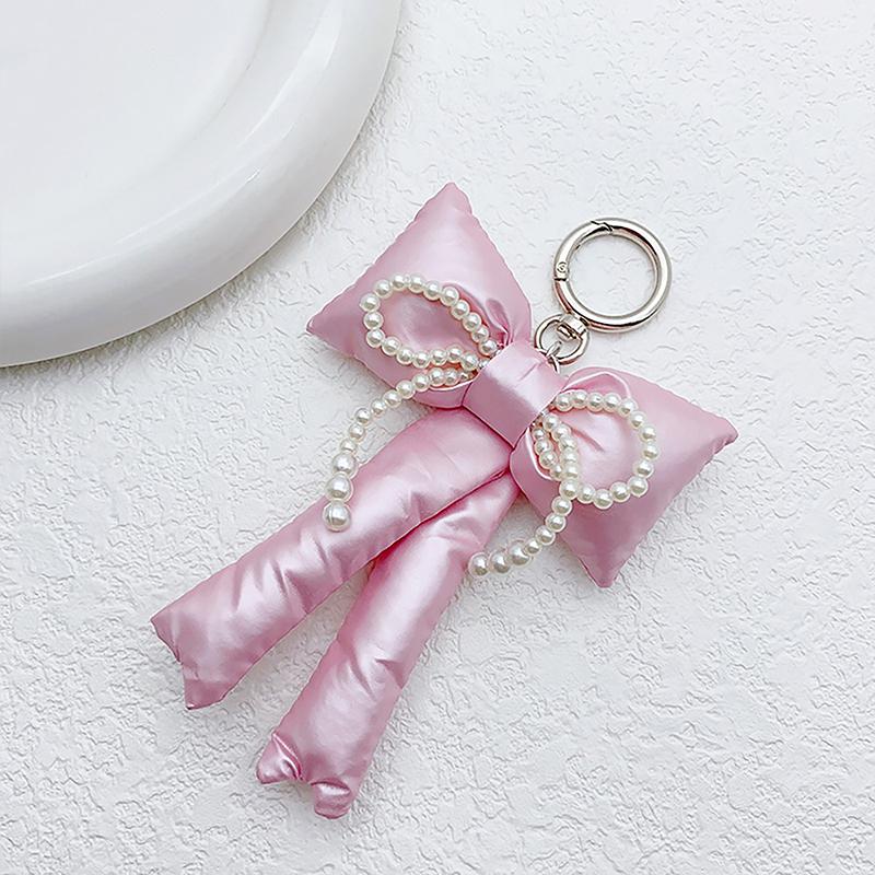 Y2K Korean 3D Bowknot Keychain Fashion Leather Pearl Bow Keyring Creative Key Holder Bag Pendant Handbag Charm For Girl Gifts