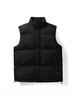 Men's Oversized Warm Solid Color Stand Collar Sleeveless Vest - Trendy Winter Outerwear
