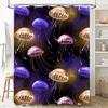 Jellyfish Shower Curtain Vivid Purple Gold Light-Up Jelly Fish Print Waterproof Fabric Easy Install Hook Bathroom Decor for Kids