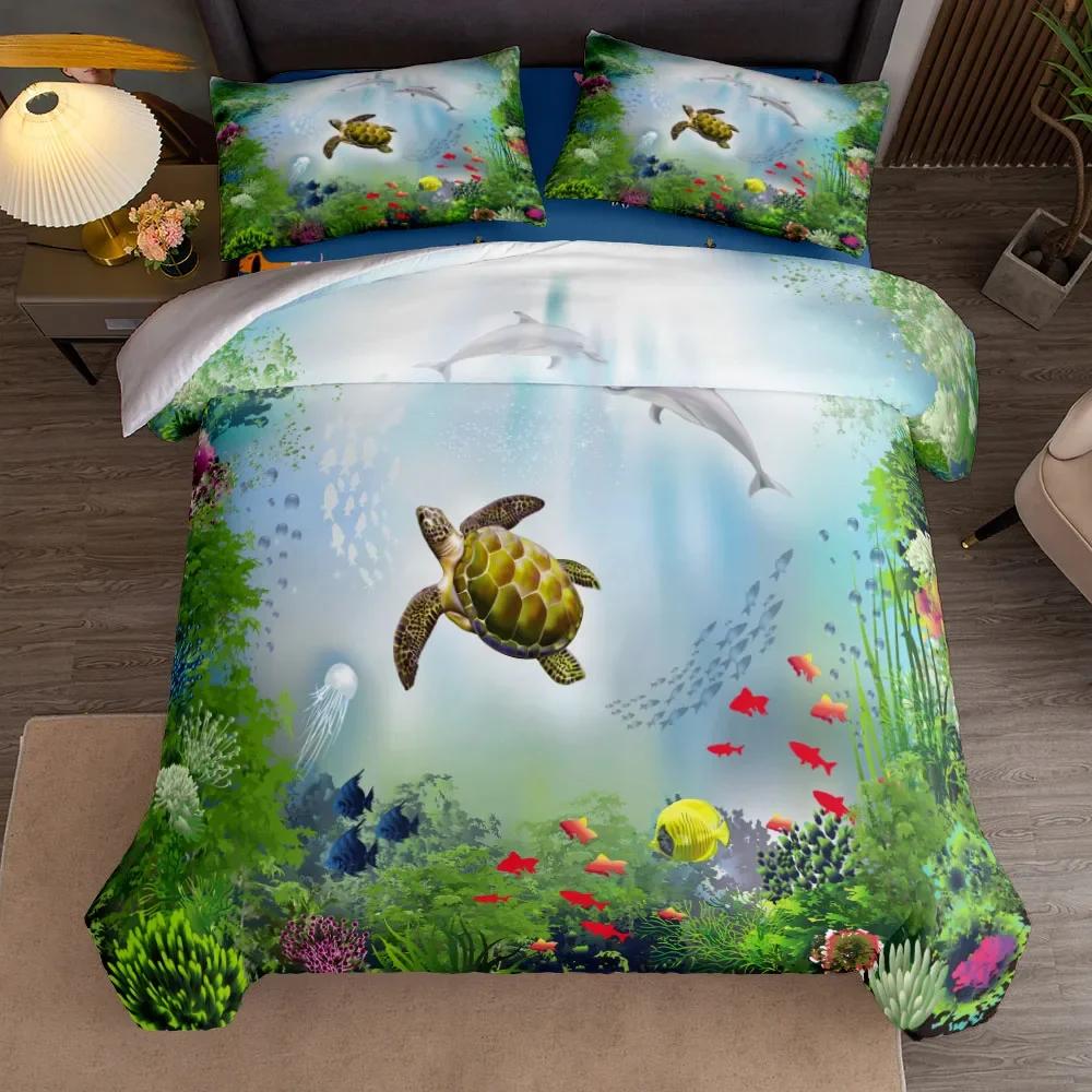 Sunset Play Dolphins 3D Bedding Set Without Sheet Single Twin Double Queen King Cal King Size Bed Linen Set