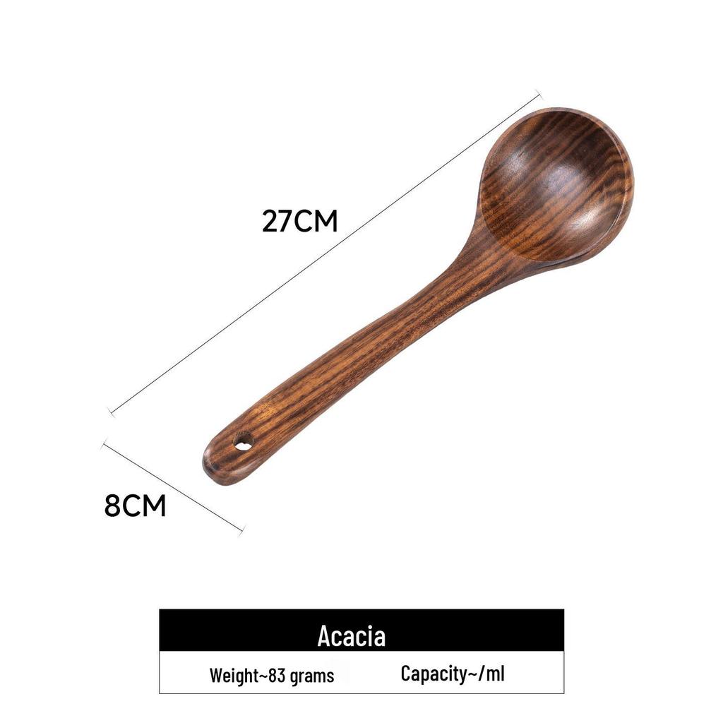 Acacia Long Handle Heat-Resistant Wooden Spatula and Salad Fork Set