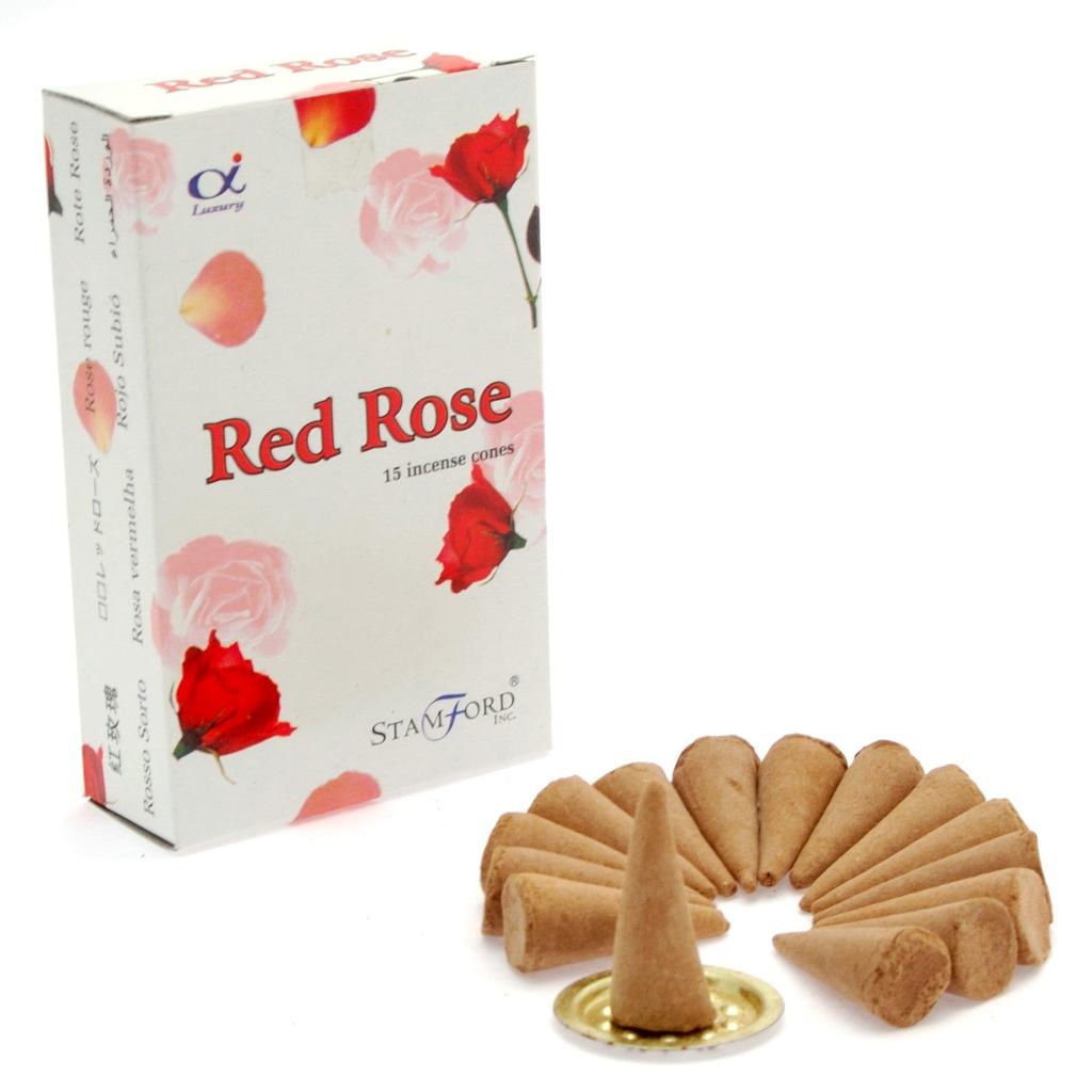 Incense Cones Red Rose, 15 Pack Stamford