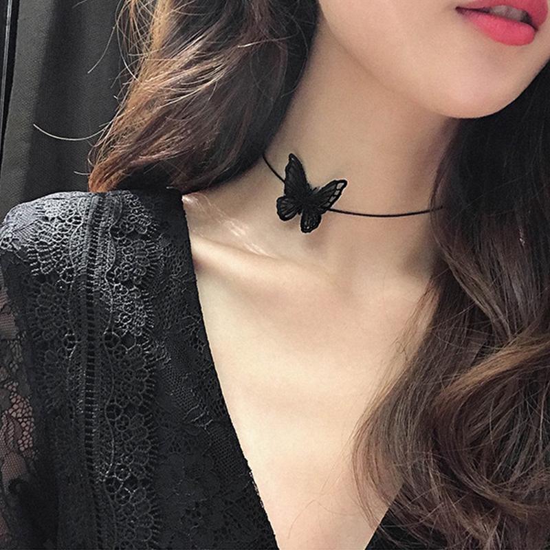 

Female Black And White Lace Stainless Steel Choker Collarbone Necklace Collar