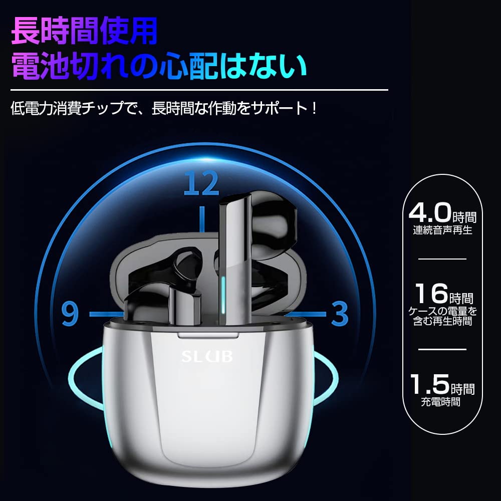 Bluetooth Wireless Earbuds with Bluetooth Binaural or Single Separate Left and Right Sound ENC Noise Automatic 4 Hours of Playback Compatible with