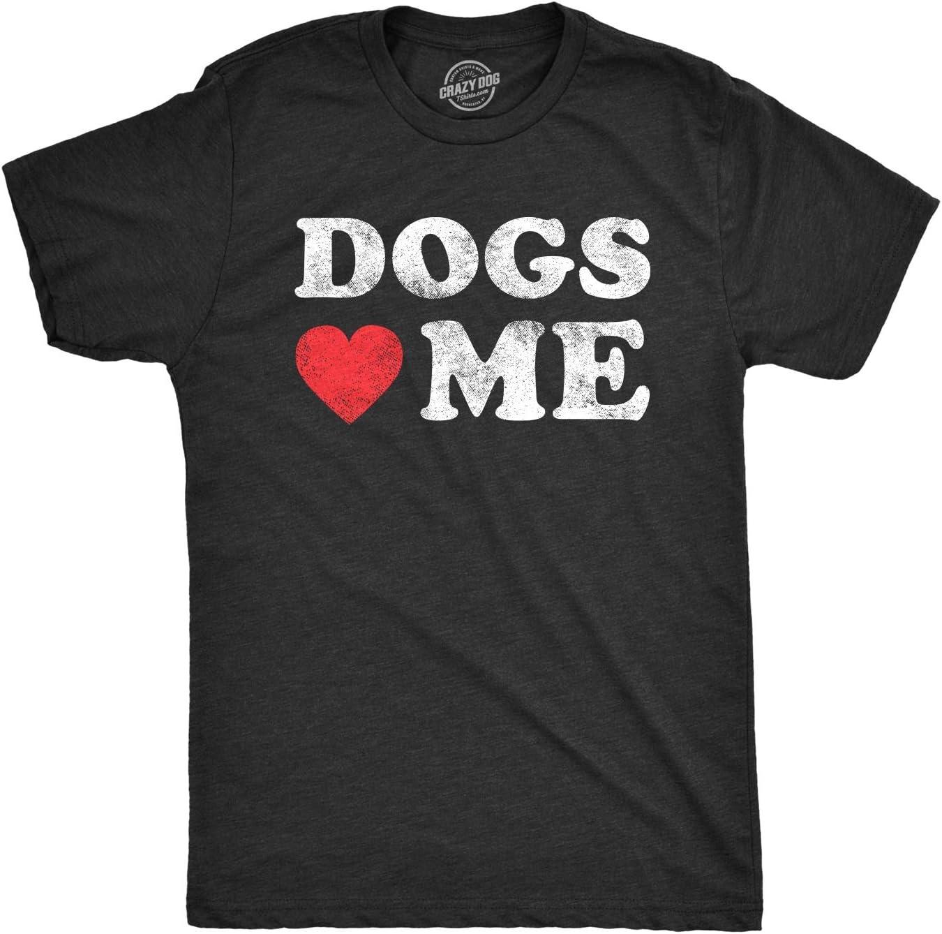 Mens Dogs Love Me T Shirt Funny Pet Owner Sarcastic Dog Dad New Puppy Tee XXXXXL чёрный