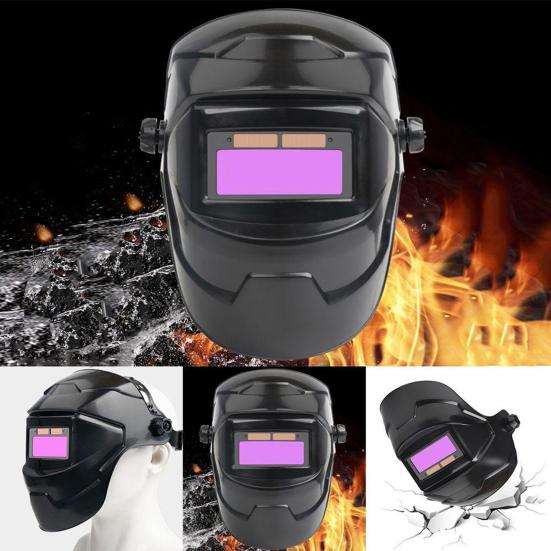 Solar Powered Auto Darkening Welding Helmet with LCD Lens 180-Degree Adjustable Heat-Resistant Welder Helmet
