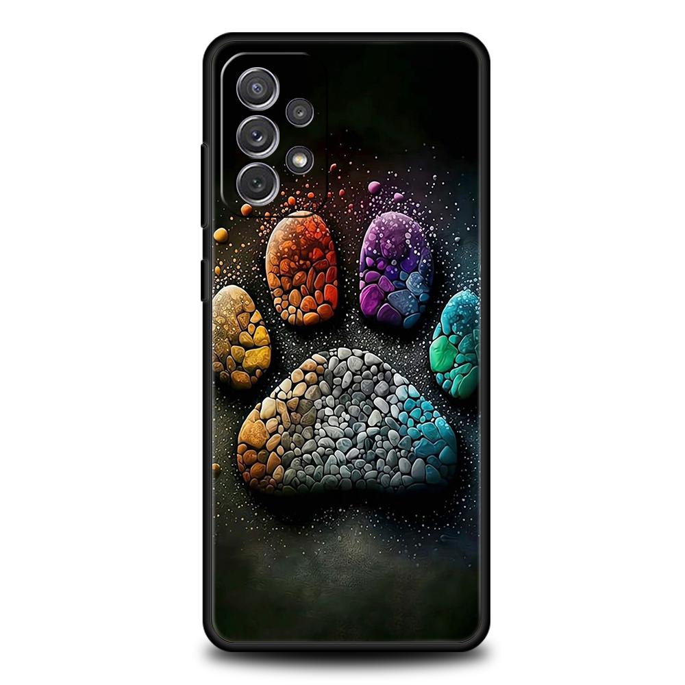 Dog Footprint Paw Cute Phone Case for Samsung Galaxy A15 A14 A25 A54 A34 A51 A71 A72 A73 A32 A52 A11 A21S A31 A41 5G Soft Shell