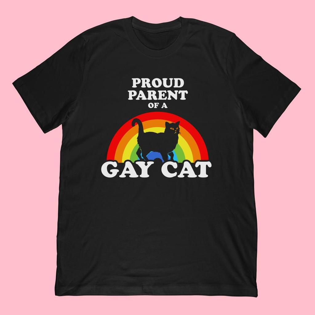 Proud Gay Cat Parent T-Shirt | LGBT Rainbow Cat Lover Apparel