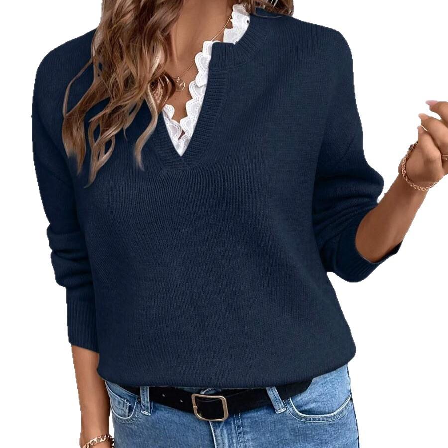 Wine Red V-Neck Knit Sweater