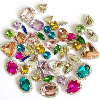 Water Drop Love Rim Glass Single Claw Jewelry Accessories Clothing Accessories Hand Sewing Drill with Hole Claw Drill Rhinestone Sew On Beads