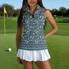 Camiseta Polo de Golf sin Mangas para Mujer con Cuello con Cremallera y Estampado, Camiseta sin Mangas Deportiva para Deportes y Actividades al Aire Libre