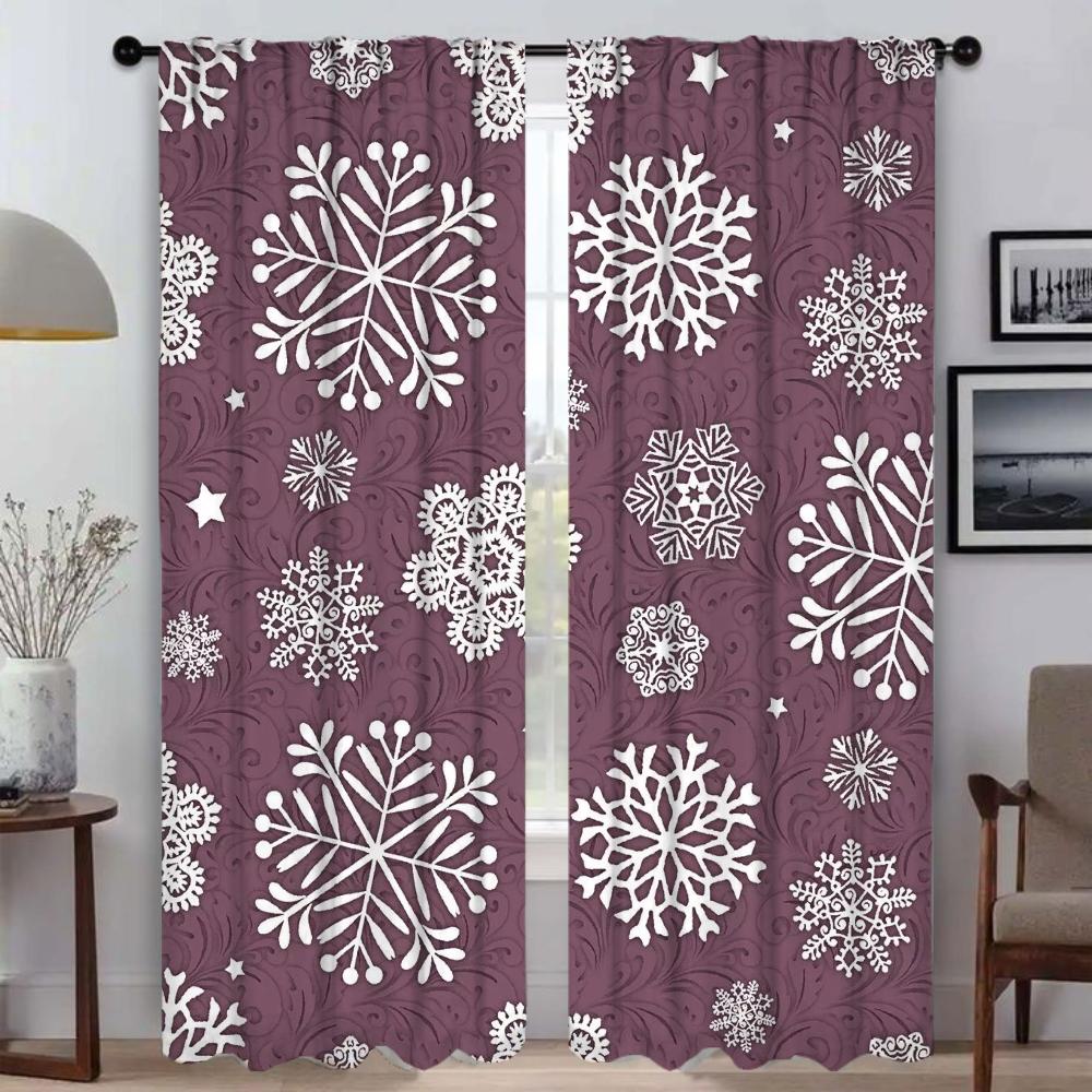 

Blackout Kitchen Curtains for Living Room Curtain for Room 2 Panel Snowflake Home Interior Curtains Shades Halloween Decoration W50xH70cmx2pcs-CL