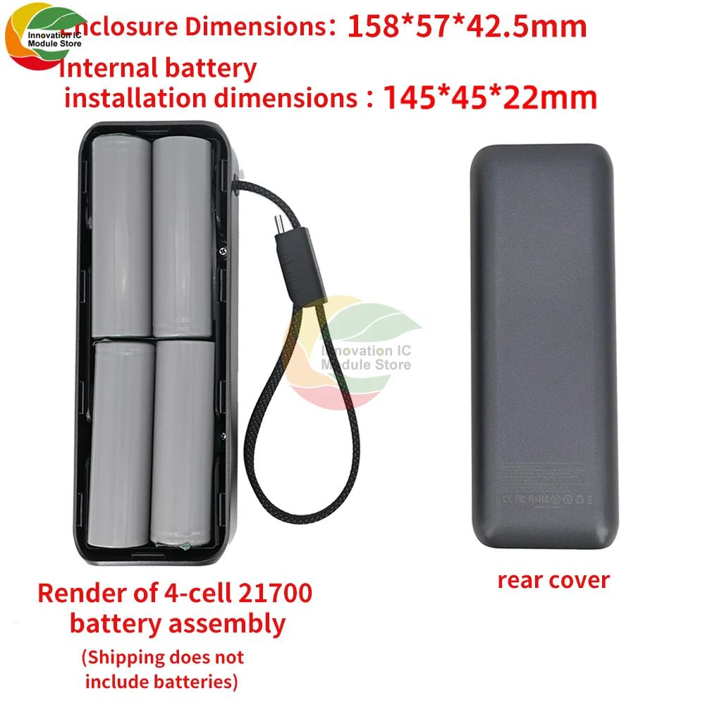 DIY High-Power PD 111W Fast Charging Power Bank Kit 1-Cell 11711 Battery Case with Built-In Cable Gray Power Bank Housing
