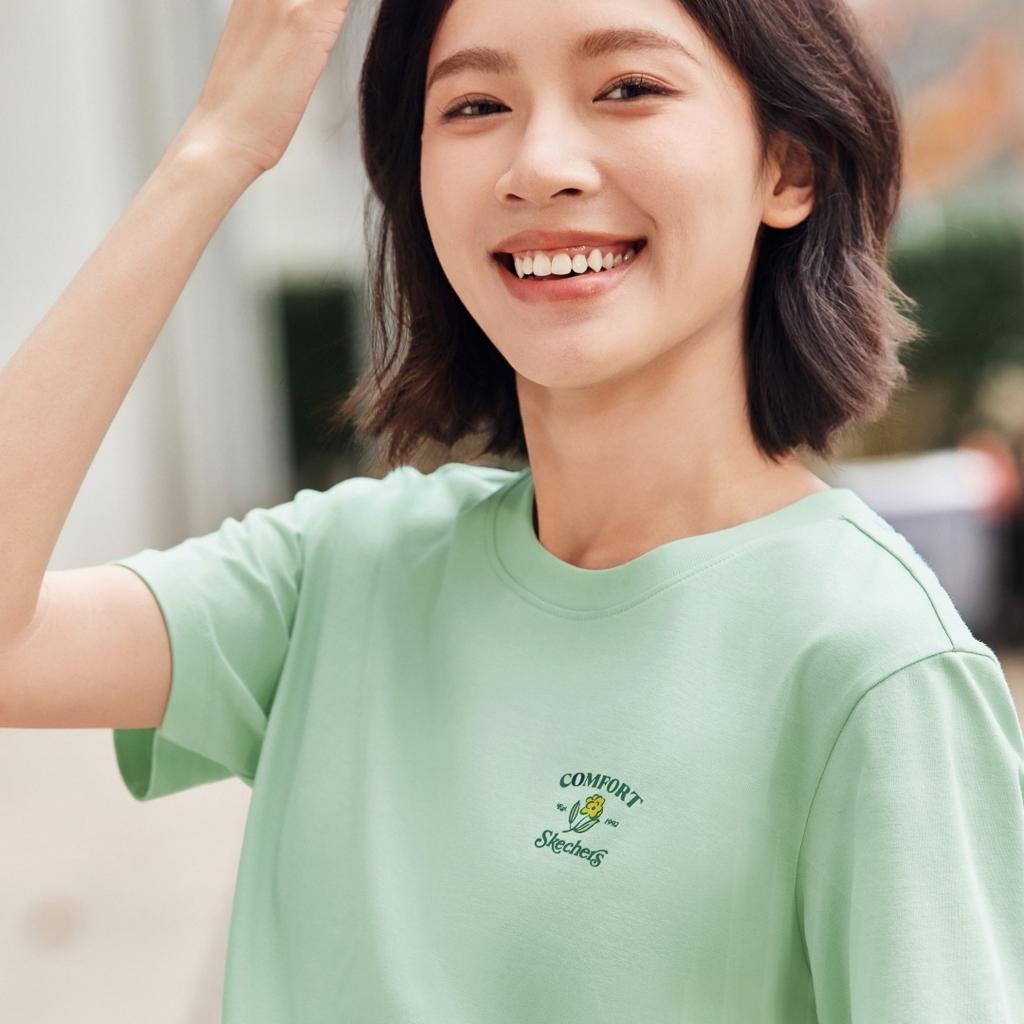 Skechers Sports Alliance Series Comfortable Soft Skin-Friendly Breathable Regular T-Shirt Women Tops L225W173-0215