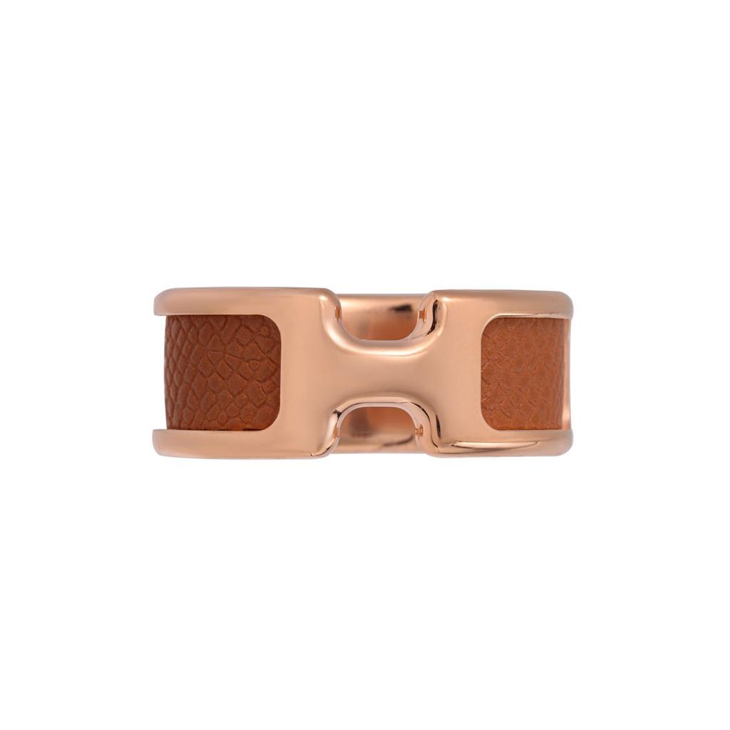 Hermes Olympe Ring H Kleiner Metallring Damenringe Braun Roségold H500058FD37
