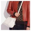 Coach Cary 28 Solid Color Zipper Metal Buckle Classic C Logo Pebble Leather Shoulder Crossbody Bag Large Size Women's White