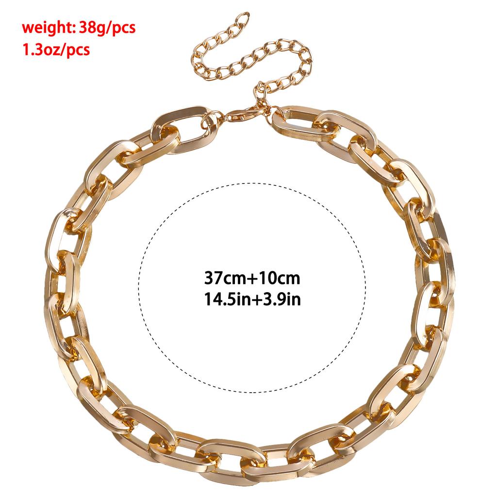Foreign trade jewelry, punk hip-hop style collarbone neck chain necklace, simple and versatile thick aluminum chain metal necklace.