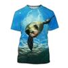 Cute Baby Seal Ice Snow Arctic Scenery 3D All Over Print Short Sleeve T-Shirt Casual Top