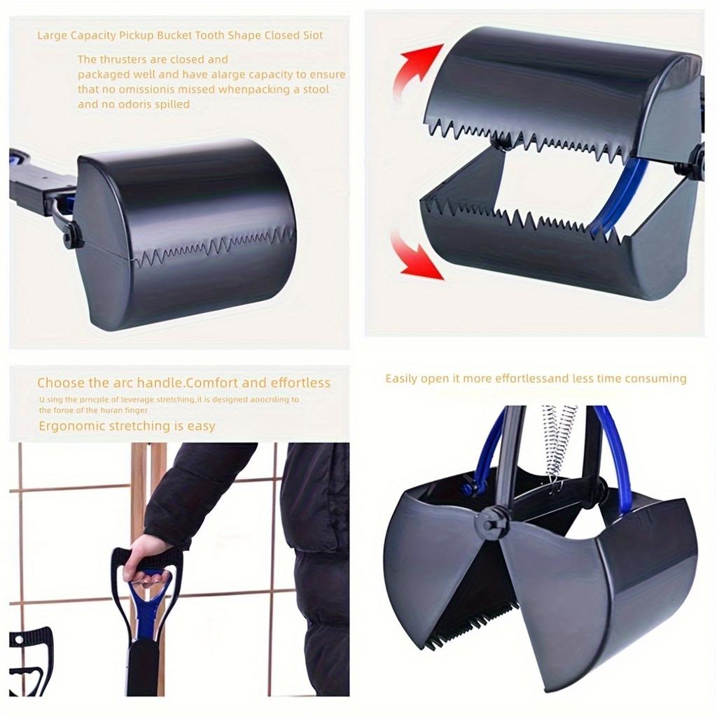 Long-Handled Foldable Pet Waste Scoop ABS Material Large Capacity One-Handed Operation Ergonomic Grip Handle Dog Poop Shovel