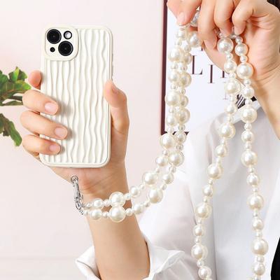 Korean Vintage Pearl Chain Stylish Decoration Accessories Crossbody Lanyard Neck Strap Charm Chain Stylish Beaded Pendant Phone