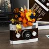 Slr Retro Camera Mirror Flower Model Building Block Set-Creative Trendy Ornament Educational Toy For Children Gift Ornament
