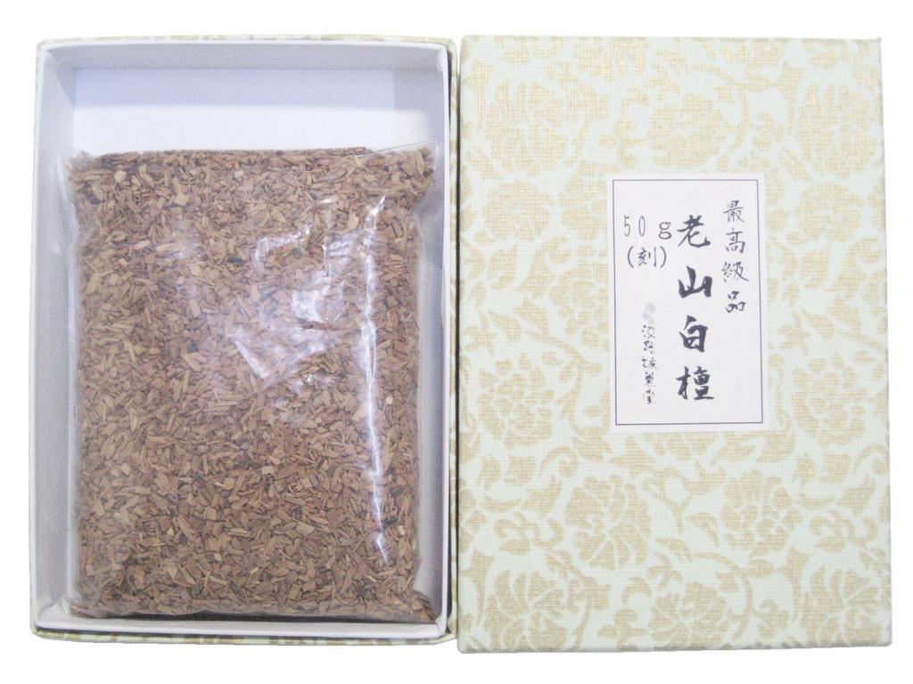 Awaji Baikundou's Premium Incense, Rosan Sandalwood, 50g, Chopped, for Burning (Indian Rosan Sandalwood, Rosan Sandalwood, India Sandalwood) #950