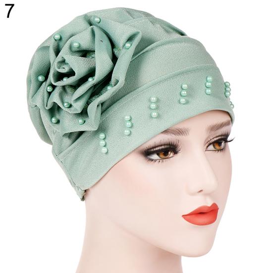 Fashion Flower Floral Beads Women Head Wrap Hat Head Protective Cover Case Gift