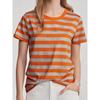 Short-sleeved T-shirt Women's New Fit and Versatile Shirt Striped Round Neck Bottoming Shirt