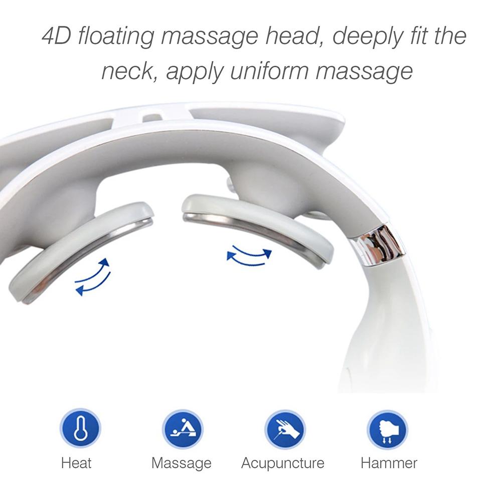 4-head Neck Massager USB Rechargeable Cervical Massager with Heat Electric Neck Massager Relaxation Gifts for Women Men Dad Mom