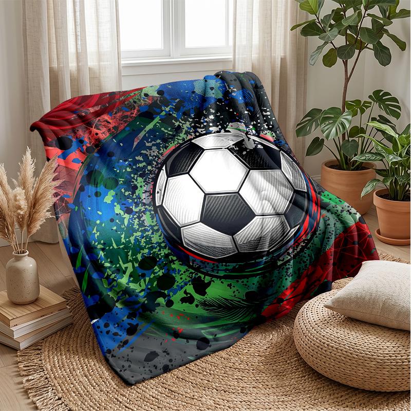 Soccer Ball Artwork Theme blanket Lightweight Warm Flannel Blanket Decorative Throw Blanket for Home Decoration