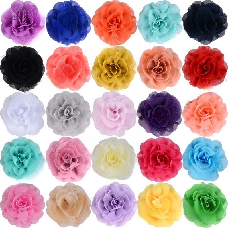 8cm Handmade Pearl Chiffon Rose Flower for Shoes, Hats, Clothing, and Headwear Accessories