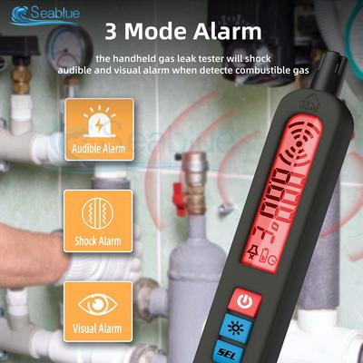 Gas Leak Detector Combustible Natural Co2 Flammable Alcohol LPG Methane Analyzer Rechargeable Buzzer Alarm Locate Leak Sources