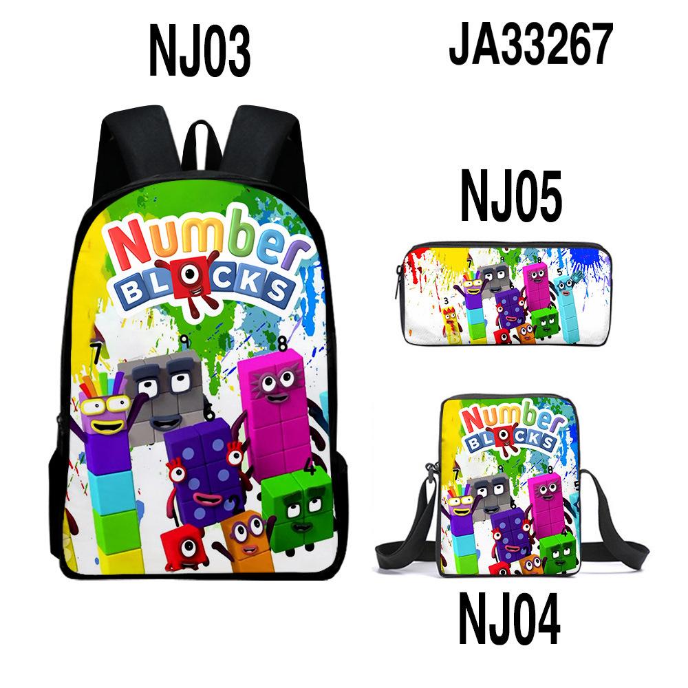 Game Merchandise Digital Building Block Schoolbag Backpack Satchel Pencil Bag Backpack Three-Piece Set