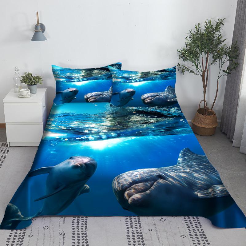 

Durable Lightweight 2 3PCS Marine Organism Bed 3D Printing Underwater World Polyester Flat With 1 35 5 8 2m Quilt Comforter (quilt)-EU Single(135*200cm)3pcs