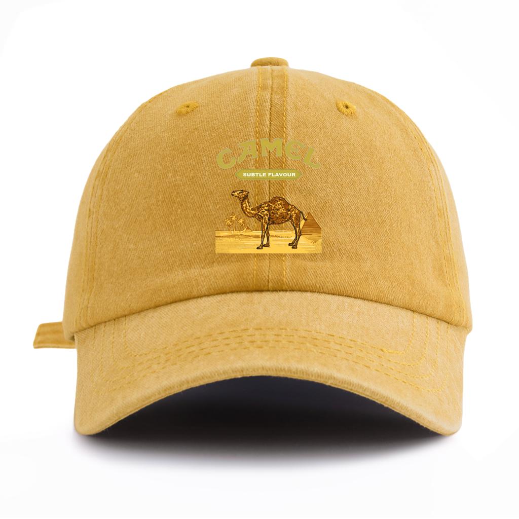 1 Stück gewaschene Baseballkappe mit Kamelprint für Erwachsene, minimalistischer Retro-Stil, lässige, weiche, verstellbare Dad-Kappe, perfekt als Geschenk