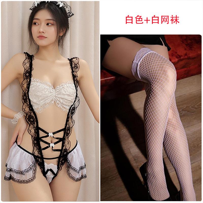 Sexy Lingerie Sexy Perspective Dress Lace Onesie Maid Suit Uniform Seduction Fun Tease