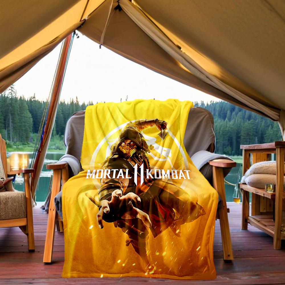 1PC Mortal Kombat, Scorpion Outdoor Blanket Lightweight Flannel, Soft & Warm, All-Season, Outdoor, Camping, Living Room, Office,  L1106025