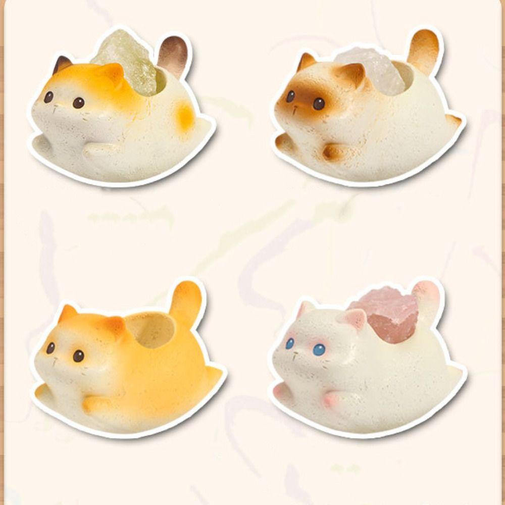 Creative Cat Statue Resin Miniatures Figurine Crafts Cat Swinging Ornament  Living Room