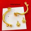Lotus Seed Pod Half-Bangle Bracelet In Gold with Sunflower Accents and DIY Braided Rope Design