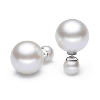 Eleganti Orecchini a Perla Double Face con Chiusura a Perla Anteriore e Posteriore - Gioielli in Argento Sterling 925