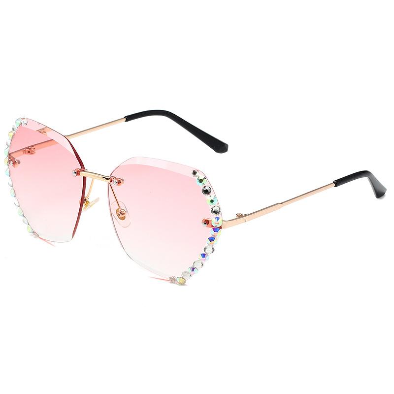 Vintage Fashion Oversized Rimless Sunglasses Women Luxury Brand Design Sexy Diamond Square Sun Glasses For Female