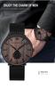 Hannah Martin Men's Watch Black Ultra-Thin Watch Men's Fashion Waterproof Dress Stainless Steel Band (Walnut) [Parallel Import]