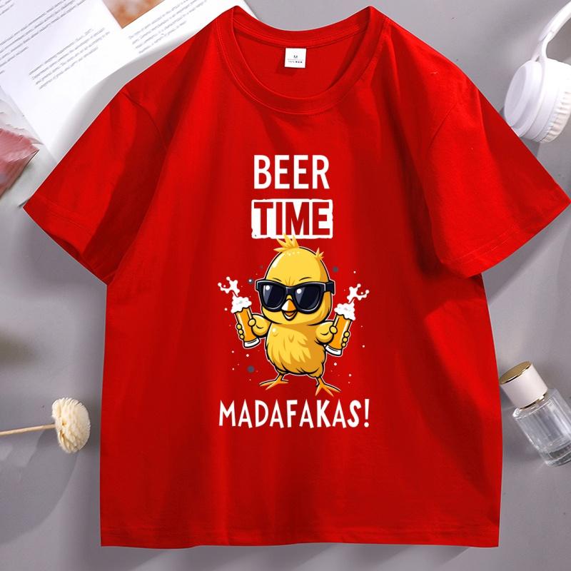 Beer Time Madafakas Tshirt Funny Meme Unisex t Shirt Beer Humor Party Tee Drinking Humor cotton short sleeve tshirt loose tops S