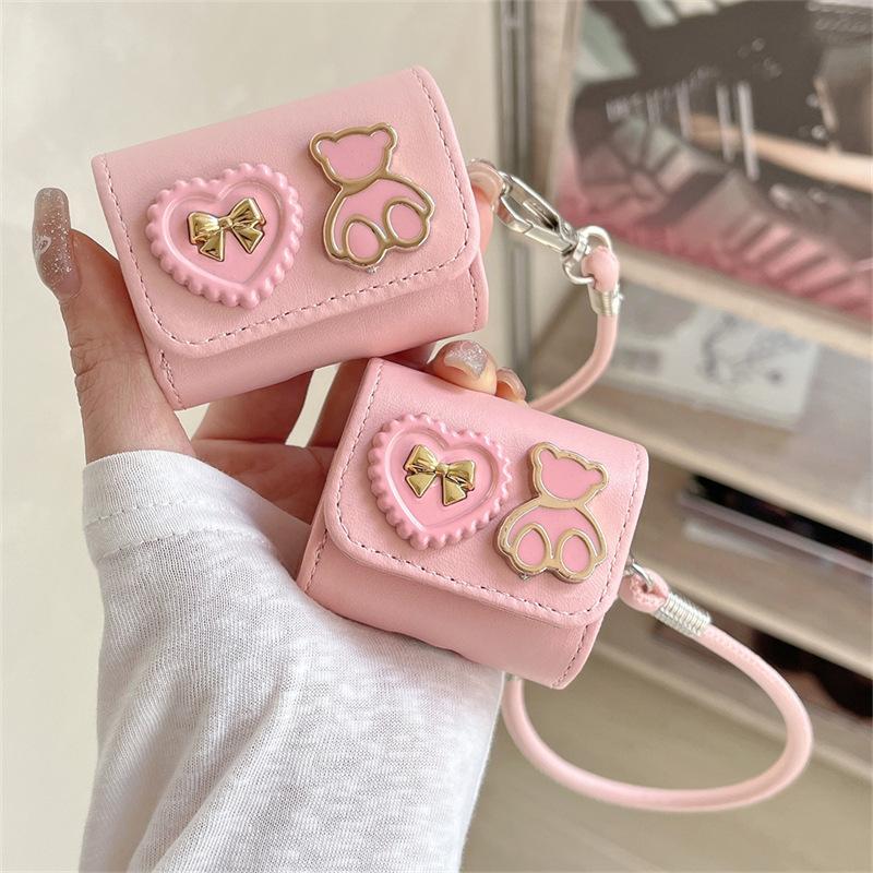 Pink love bear for AirPods 4 generation Apple Bluetooth wireless headset cover 1/2/3 generation flip pro2