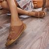 Letnie damskie sandały na koturnie Premium ortopedyczne sandały z odkrytymi palcami Vintage antypoślizgowe skórzane na co dzień kobiece buty na platformie Retro